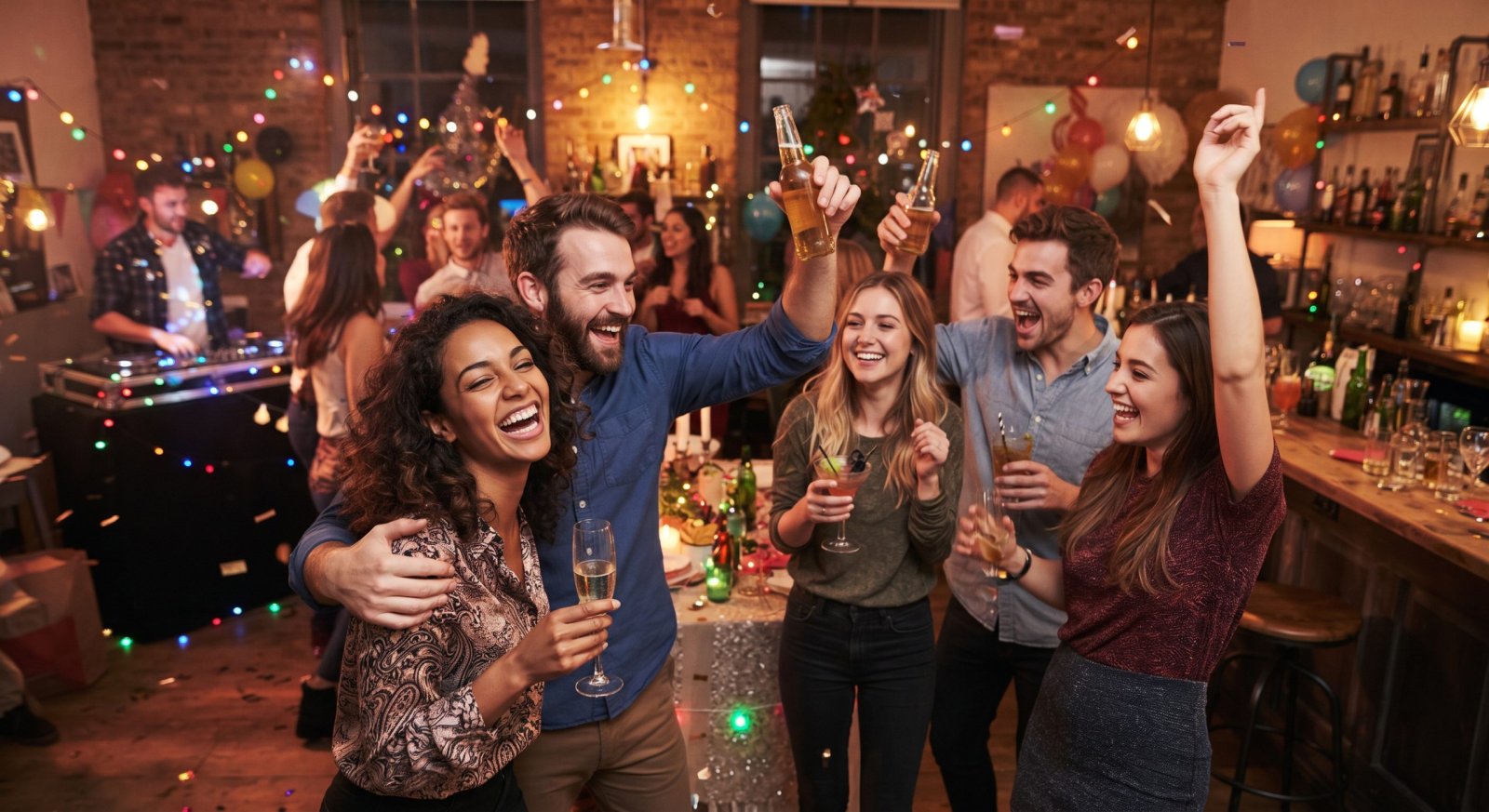 A lively party with friends